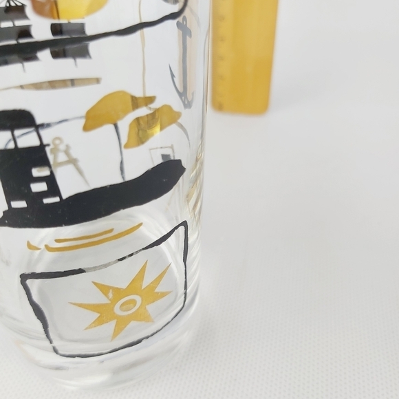 DOMINION vintage drinking glasses Gold and Black lot of 2 - Picture 3 of 9